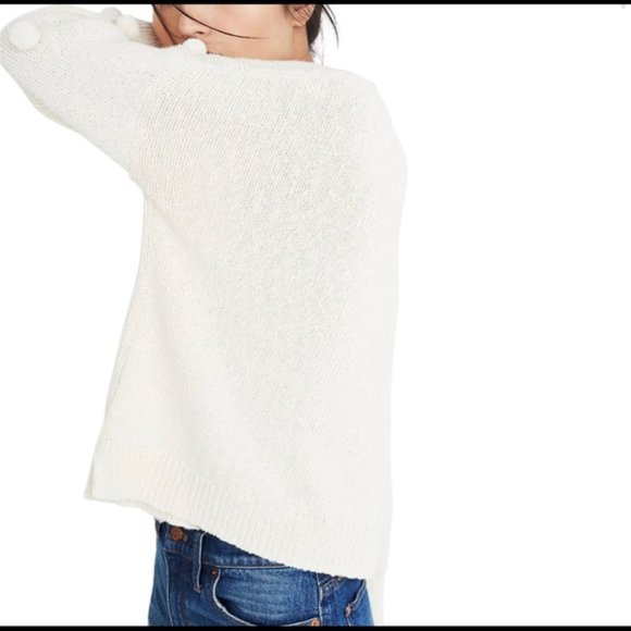 NWT Madewell Cream Pom Pom Sweater - Picture 2 of 4